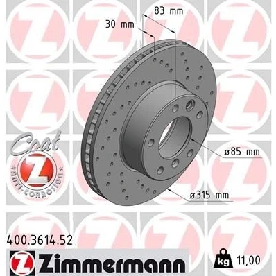 Bilde av ZIMMERMANN SPORT COAT Z 400.3614.52 Bremseskiver 315 30 6/5 5 130 innvendig ventilert, hullet belagt MERCEDES BENZ: G Klasse SUV