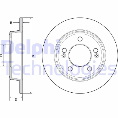 Bilde av DELPHI BG4559C Bremseskiver 262 10 5 fullt ut belagt ubehandlet uten hjullager, ABS sensorring KIA: SOUL 2, cee‘d II Hatchback