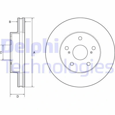 Bilde av DELPHI BG4926C Bremseskiver 281 28 5 ventilert belagt ubehandlet uten hjullager, ABS sensorring TOYOTA: HILUX 3 Pick up