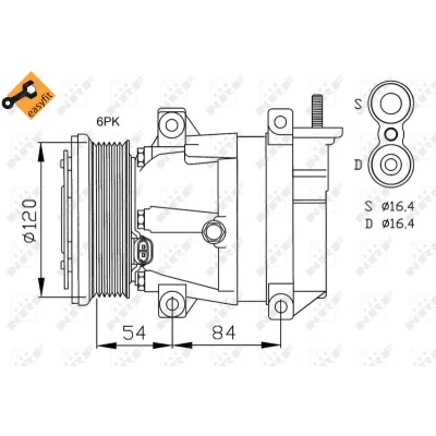 Bilde av NRF EASY FIT 32484 Kompressor V5 12 PAG 150 med kompressorlje, tetningsring