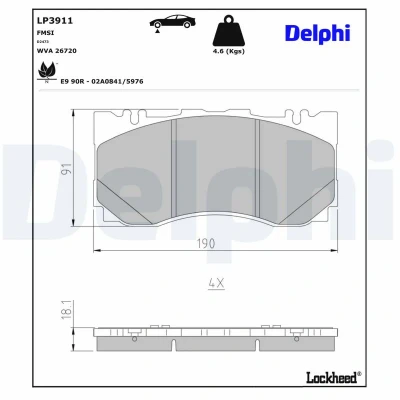Bilde av DELPHI LP3911 Bremseklosser klargjort for slitasjeindikator MERCEDES BENZ: C Klasse Sedan