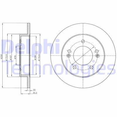 Bilde av DELPHI BG4310 Bremseskiver 258 10 5 fullt ut oljet ubehandlet uten hjullager, ABS sensorring HYUNDAI: ix20, KIA: Venga