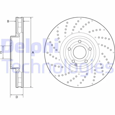 Bilde av DELPHI BG9215C Bremseskiver 360 36 5 ventilert belagt høy karbon uten hjullager, ABS sensorring MERCEDES BENZ: SL Cabrio