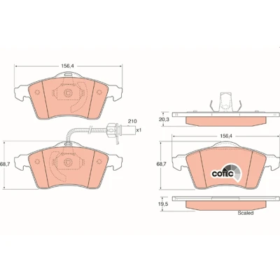 Bilde av TRW COTEC GDB1391 Bremseklosser inkl. slitasjevarselkontakt VOLKSWAGEN: Transporter 4 Bus,