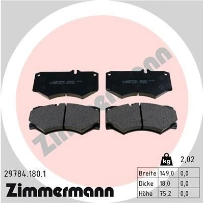 Bilde av ZIMMERMANN 29784.180.1 Bremseklosser klargjort for slitasjeindikator Bildet viser leveranseinnholdet MERCEDES BENZ: G Klasse SUV, T2/LN1 Tippbil