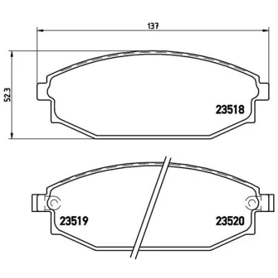 Bilde av BREMBO P 54 027 Bremseklosser med akustisk slitasjevarsel uten tilbehør HYUNDAI: GALLOPER 2