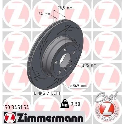 Bilde av ZIMMERMANN Bremseskive BMW: X5, X6 24mm 6/5 5 hull 120mm innvendig ventilert, med sliss belagt høy karbon 150.3451.54 34216771971,34216793246