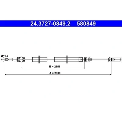 Bilde av ATE 24.3727 0849.2 Bremsekabel 2308 PEUGEOT: 807