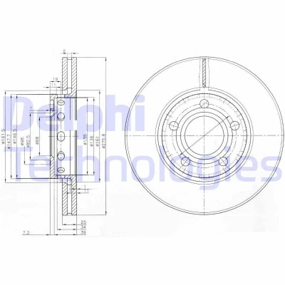 Bilde av DELPHI BG2518 Bremseskiver 276 25 5 ventilert oljet ubehandlet uten hjullager, ABS sensorring AUDI: 100 C3 Sedan