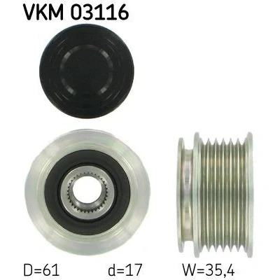 Bilde av SKF VKM 03116 Frihjul Dynamo 35,4 VOLKSWAGEN: Passat B6 Variant, Tiguan I, B7 Alltrack, AUDI: A4 Avant, A3 Sportback