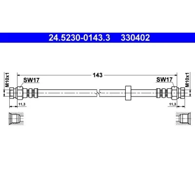 Bilde av ATE 24.5230 0143.3 Bremseslange 143