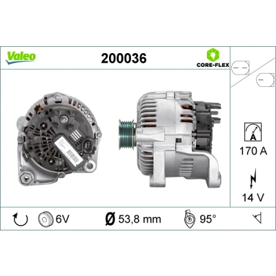 Bilde av VALEO 200036 Dynamo 14V 170A BMW: 7, 5 Touring, Sedan