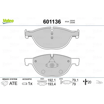 Bilde av VALEO 601136 Bremseklosser framaksel inkl. slitasjevarselkontakt med antihyle blikk BMW: 5 Touring, Sedan, 7