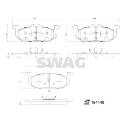 Bilde av SWAG 33 10 9374 Bremseklosser framaksel med akustisk slitasjevarsel