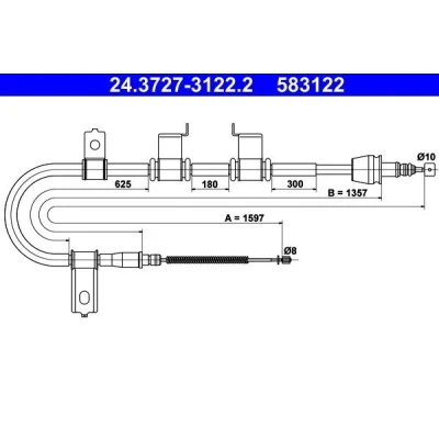 Bilde av ATE 24.3727 3122.2 Bremsekabel 1597
