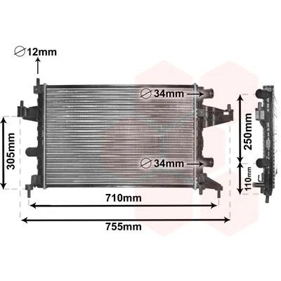 Bilde av VAN WEZEL 37002303 Radiator Aluminium 540 375 26 Kjøleribber satt sammen mekanisk OPEL: Corsa C Hatchback