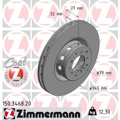 Bilde av ZIMMERMANN COAT Z 150.3468.20 Bremseskiver 345 32 10/5 5 120 innvendig ventilert belagt høy karbon BMW: Sedan