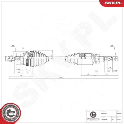 Bilde av Drivaksel, Framaksel høyre Esen skv 40SKV106 nissan, opel, renault, vauxhall OE 3910000QAK, 7711135283, 8200042773