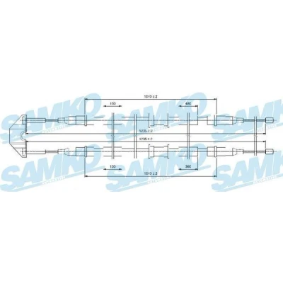 Bilde av LPR C0550B Bremsekabel 1235/1040x2 Trommelbrems OPEL: Combo C Varebil / Stasjonsvogn