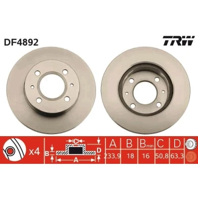 Bilde av TRW DF4892 Bremseskiver 234 18 4 100 ventilert spraylakkert