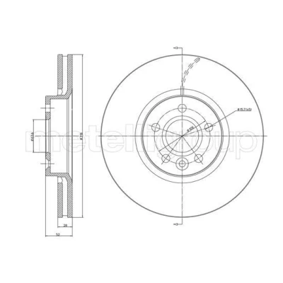 Bilde av METELLI Bremseskive VOLVO: V60 I, V70 3, XC70 II Stasjonsvogn, FORD: S Max Mk1, Galaxy Mk2 MPV, BMW: 3 Coupé 315,7mm 28,0mm 5 ventilert 23 1181C