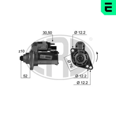 Bilde av ERA 220445A Starter 12 1,1 10 VOLKSWAGEN: Multivan 5 (7HM, Transporter 5, Touran I, SKODA: Octavia 2 Combi, AUDI: A3 Sportback