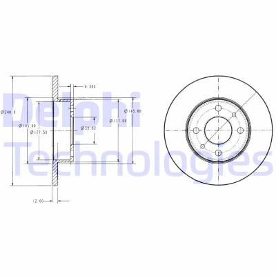 Bilde av DELPHI BG2313 Bremseskiver 240 12 4 fullt ut oljet ubehandlet uten hjullager, ABS sensorring