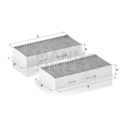 Bilde av MANN FILTER CUK 26 028 2 Kupéfilter Karbonfilter 254 155 40 MERCEDES BENZ: ML Klasse, GL, GLE SUV
