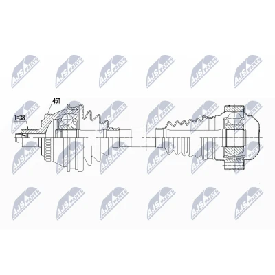 Bilde av NTY NPW AU 048 Drivaksel framaksel høyre 635 AUDI: A4 B7 Avant, B6/B7 Cabrio, B6 Avant
