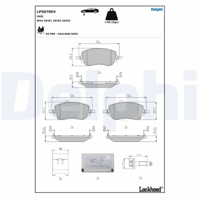 Bilde av Bremseklosser sett DELPHI LP5070EV