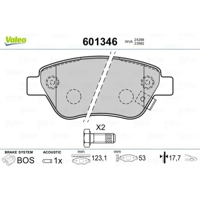 Bilde av VALEO 601346 Bremseklosser framaksel inkl. slitasjevarselkontakt med sikringsskruesett, antihyle blikk OPEL: Corsa D Hatchback, Adam