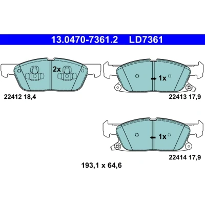 Bilde av ATE 13.0470 7361.2 Bremseklosser med akustisk slitasjevarsel FORD: Focus Mk4 Turnier, Kuga Mk3