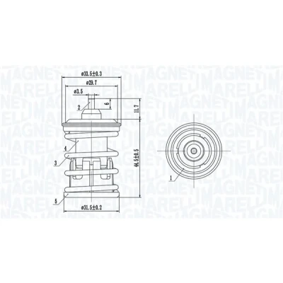 Bilde av MAGNETI MARELLI 352317005090 Termostat 105 VOLKSWAGEN: Tiguan I, Sharan II, Golf 7, AUDI: A3 Sedan, Q3, Sportback, SKODA: Rapid Spaceback, Yeti