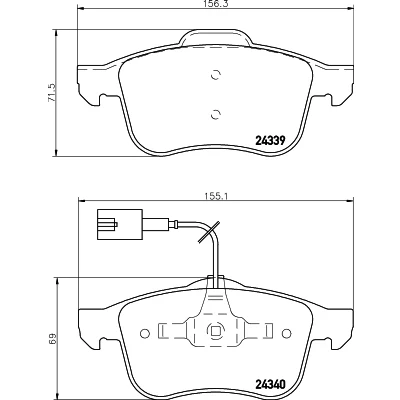 Bilde av HELLA 8DB 355 006 901 Bremseklosser med integrert slitasjevarselkontakt ALFA ROMEO: 159 Sportwagon, Brera