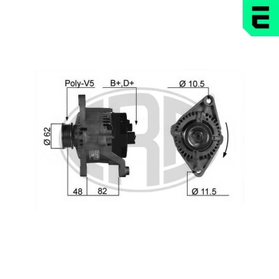 Bilde av Dynamo, fiat ducato buss, flak/chassi, skåp, 1305709080, 1315060080, 46231763, 46430110, 46434930, 5895030, 616 150 00 51,