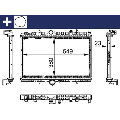 Bilde av MAHLE ORIGINAL CR 392 000S Radiator for kjøretøy med/uten klimaanlegg 557 380 18 med tilbehør klammer, skrue Kjøleribber satt sammen mekanisk