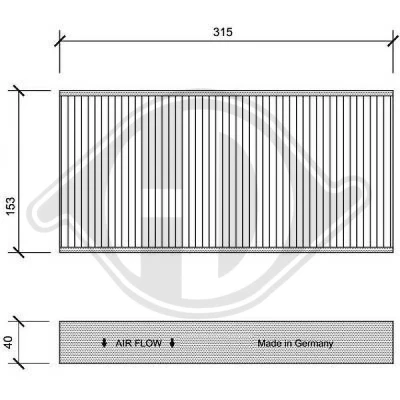 Bilde av DIEDERICHS DCI1112 Kupéfilter Karbonfilter 315 153 40 Climate PEUGEOT: 407 SW, Sedan, CITROËN: C5 II Stasjonsvogn, Hatchback, C6 Sedan