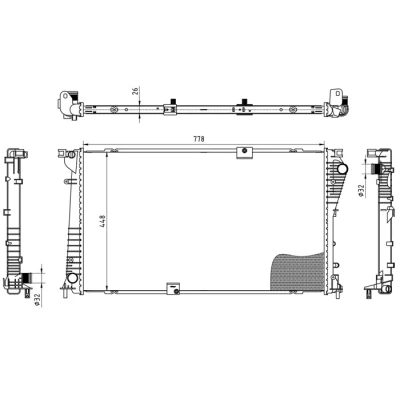 Bilde av TYC 725 0045 Radiator 778 448 26 Kjøleribber loddet OPEL: Vivaro A Combi, NISSAN: Primastar Minibuss, RENAULT: TRAFIC 2 Bus