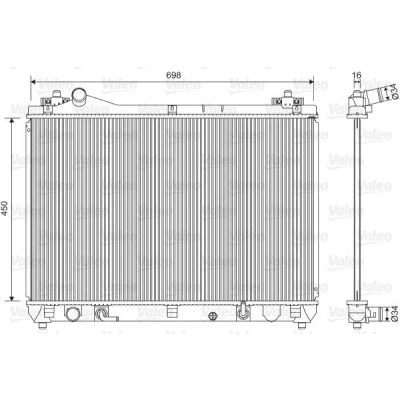 Bilde av VALEO 701592 Radiator Aluminium 698 450 16 uten kjølemiddelregulator Kjøleribber loddet SUZUKI: Grand Vitara 2 SUV