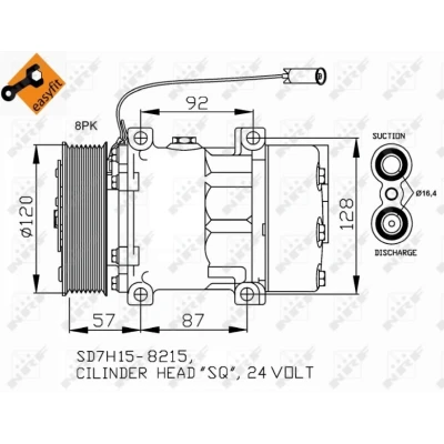 Bilde av NRF EASY FIT 32752 Kompressor SD7H15 24 PAG 46 med kompressorlje, tetningsring
