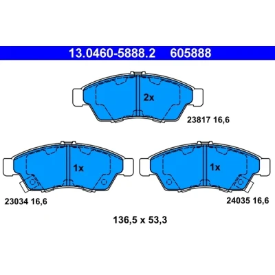 Bilde av ATE 13.0460 5888.2 Bremseklosser med akustisk slitasjevarsel SUZUKI: Liana Hatchback