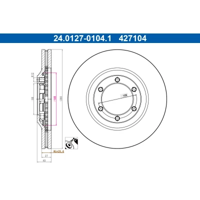 Bilde av ATE Bremseskive ISUZU: D Max II Pick up, 1 Pickup 280,0mm 27,0mm 6 109,0mm ventilert belagt 24.0127 0104.1 Bremseskiver, Skivebremser