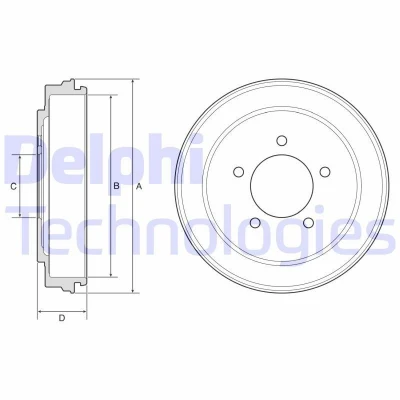 Bilde av DELPHI BF600 Bremsetrommel uten ABS sensorring, hjullager, lager 268