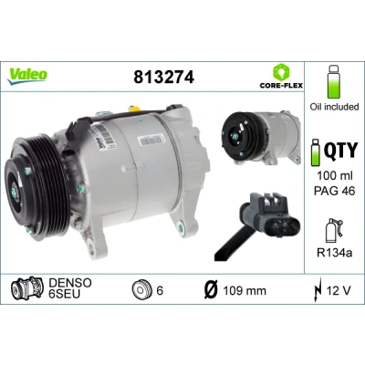 Bilde av VALEO 813274 Kompressor 6SEU 12 PAG 46 R 134a med kompressorlje BMW: 5 Touring, X3