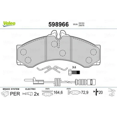 Bilde av VALEO 598966 Bremseklosser inkl. slitasjevarselkontakt uten antiskrike blikk MERCEDES BENZ: Sprinter 3 T Minibuss