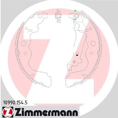 Bilde av ZIMMERMANN 10990.154.5 Bremsesko 228 42 med vippearm, Bildet viser leveranseinnholdet DACIA: Duster SUV, II, RENAULT: Zoe, Captur, Clio 4