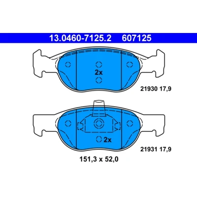 Bilde av ATE 13.0460 7125.2 Bremseklosser ikke klargjort for slitasjeindikator, ekskl. slitasjevarselkontakt FIAT: Punto II Hatchback