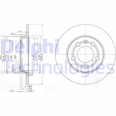 Bilde av DELPHI BG3738 Bremseskiver 239 9 5 fullt ut oljet ubehandlet uten hjullager, ABS sensorring SKODA: Octavia 2 Combi, 1 Combi