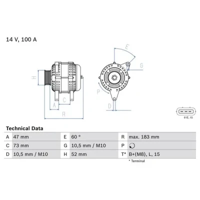 Bilde av BOSCH 0 986 080 920 Dynamo 14V 100A BMW: 3 Touring, Coupé, Sedan