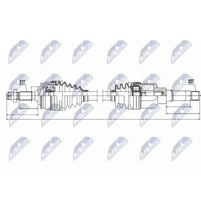 Bilde av NTY NPW PE 015 Drivaksel framaksel høyre, 861 CITROËN: C3 III, PEUGEOT: 208 I Hatchback
